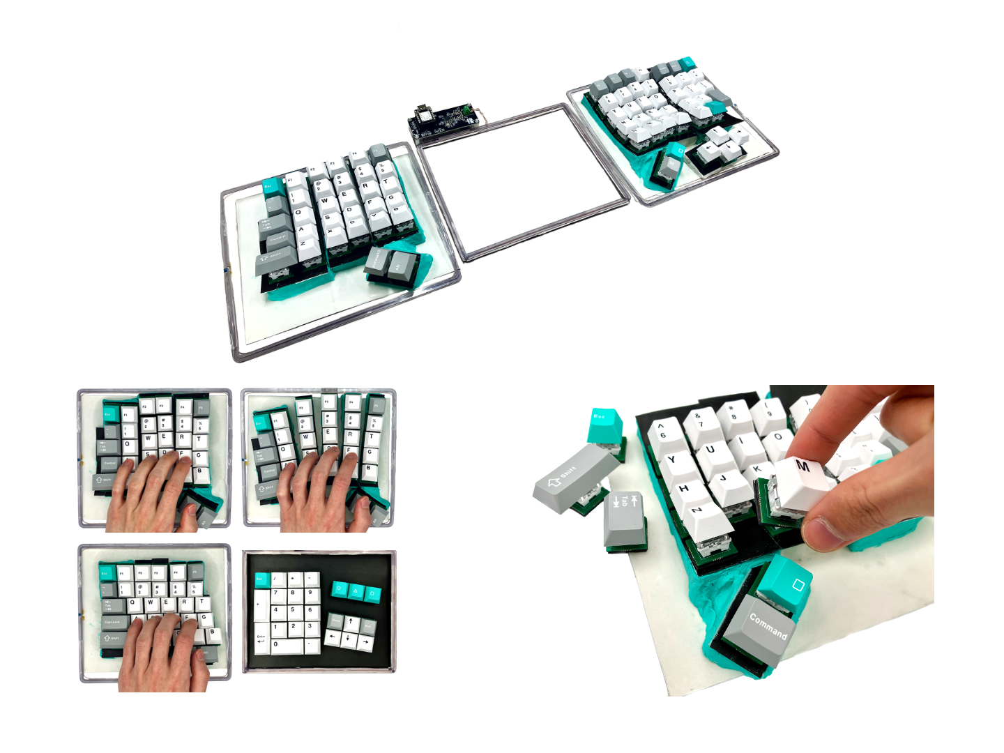 Picture of MorphKeys, demnonstrating its reconfigurability